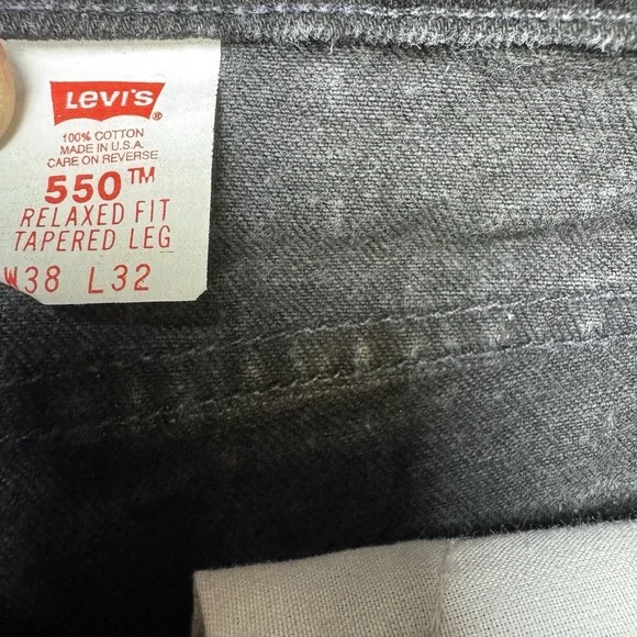 Vtg 90s Levi's 550 Black Orange Tab Jeans USA 38x32‎ (36x32) Grunge Tapered Fit